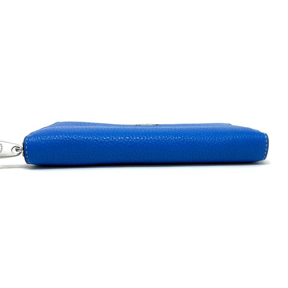 Coach Long Zip Around Wallet With Signature Canvas in Racer Blue Leather CK427 - Picture 7 of 8